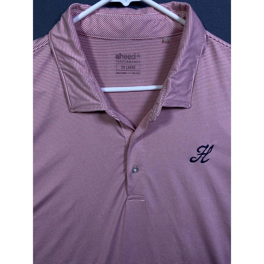 Ahead Performance USA Polo Shirt Men's 2XL Striped SS Orange Golf Embroidered H